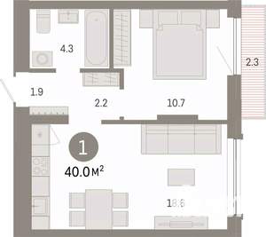 1-к квартира, вторичка, 40м2, 2/8 этаж