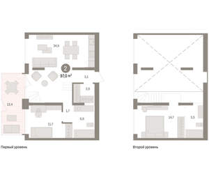 2-к квартира, вторичка, 97м2, 1/8 этаж