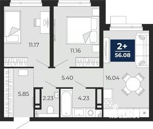2-к квартира, вторичка, 56м2, 12/23 этаж