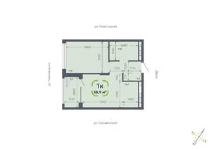 1-к квартира, вторичка, 39м2, 2/16 этаж