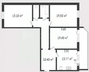 3-к квартира, вторичка, 92м2, 4/9 этаж