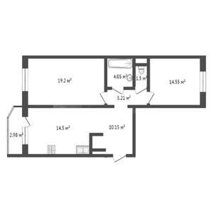 2-к квартира, вторичка, 67м2, 13/15 этаж