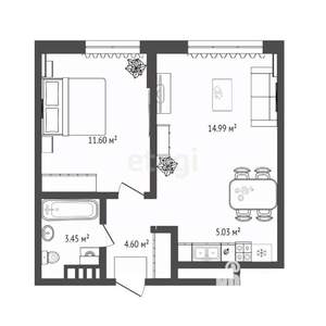 1-к квартира, вторичка, 40м2, 15/19 этаж