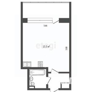 Студия квартира, вторичка, 17м2, 1/8 этаж