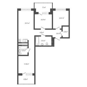 3-к квартира, вторичка, 84м2, 3/4 этаж