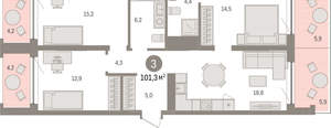 3-к квартира, вторичка, 101м2, 2/8 этаж