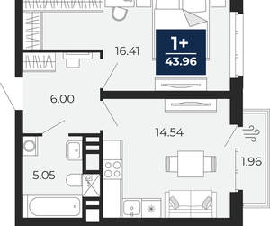 1-к квартира, вторичка, 44м2, 13/20 этаж