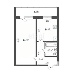 1-к квартира, вторичка, 35м2, 4/9 этаж