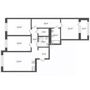3-к квартира, вторичка, 96м2, 7/10 этаж