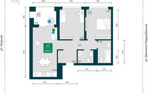 2-к квартира, вторичка, 68м2, 9/7 этаж