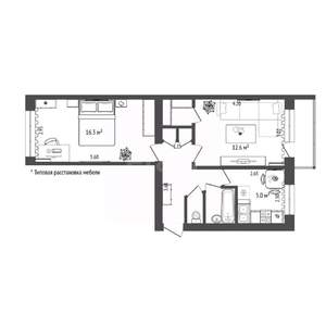 2-к квартира, вторичка, 41м2, 4/5 этаж