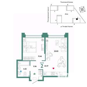 2-к квартира, вторичка, 41м2, 29/31 этаж
