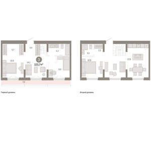 3-к квартира, вторичка, 104м2, 6/17 этаж