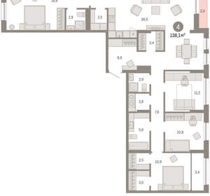 4-к квартира, вторичка, 138м2, 4/17 этаж