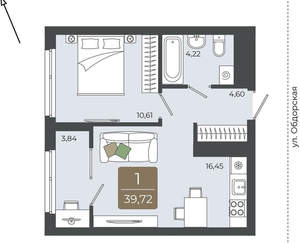 1-к квартира, вторичка, 40м2, 15/15 этаж