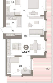 1-к квартира, вторичка, 106м2, 16/16 этаж