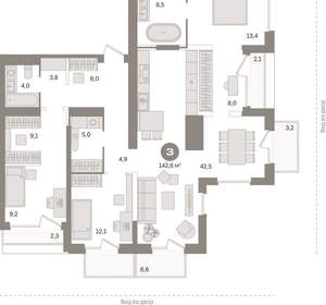 3-к квартира, вторичка, 143м2, 24/25 этаж