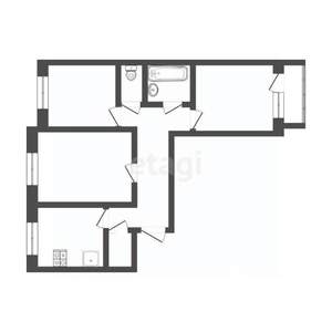 3-к квартира, вторичка, 65м2, 1/9 этаж