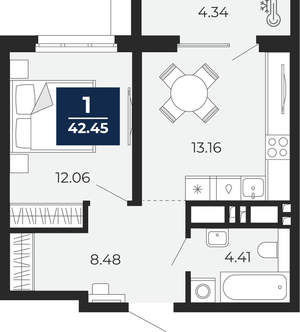 1-к квартира, вторичка, 40м2, 9/24 этаж