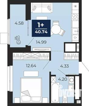 1-к квартира, вторичка, 41м2, 3/23 этаж