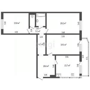 3-к квартира, вторичка, 90м2, 1/9 этаж
