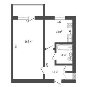1-к квартира, вторичка, 30м2, 1/5 этаж