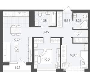 2-к квартира, вторичка, 62м2, 4/9 этаж