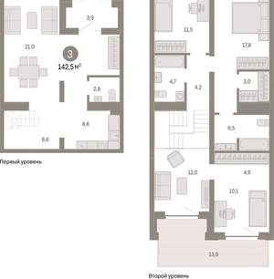 3-к квартира, вторичка, 148м2, 1/10 этаж