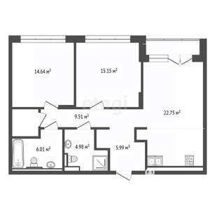 2-к квартира, вторичка, 83м2, 4/8 этаж