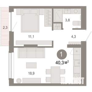 1-к квартира, вторичка, 40м2, 4/7 этаж
