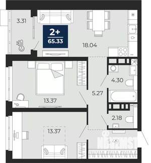 2-к квартира, вторичка, 65м2, 10/12 этаж