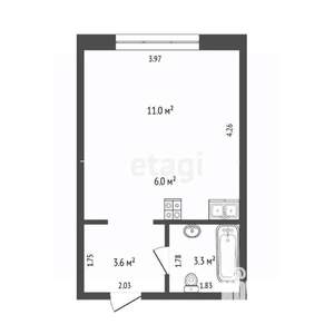 Студия квартира, вторичка, 24м2, 13/24 этаж