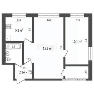 2-к квартира, вторичка, 41м2, 3/5 этаж