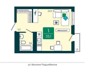 Студия квартира, вторичка, 33м2, 3/17 этаж