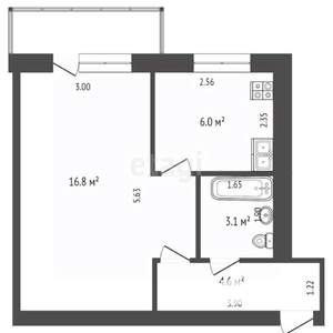 1-к квартира, вторичка, 33м2, 4/5 этаж
