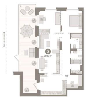 2-к квартира, вторичка, 109м2, 1/9 этаж