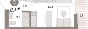 Студия квартира, вторичка, 24м2, 2/25 этаж