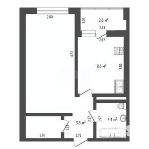 1-к квартира, вторичка, 39м2, 6/17 этаж