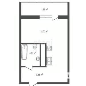 Студия квартира, сданный дом, 30м2, 12/24 этаж