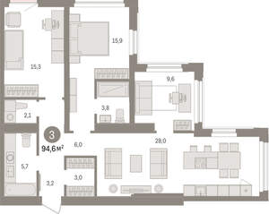 3-к квартира, вторичка, 95м2, 17/25 этаж