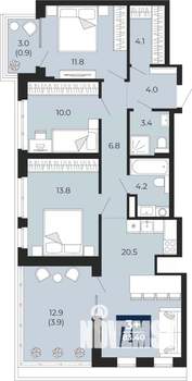 3-к квартира, сданный дом, 95м2, 10/14 этаж