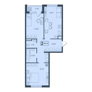 2-к квартира, вторичка, 60м2, 9/25 этаж