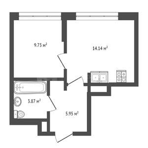 1-к квартира, вторичка, 34м2, 4/13 этаж