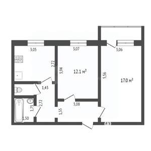 2-к квартира, вторичка, 50м2, 10/10 этаж