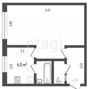 1-к квартира, вторичка, 30м2, 5/5 этаж
