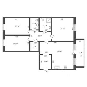 3-к квартира, вторичка, 117м2, 4/9 этаж