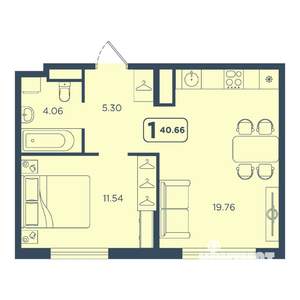 1-к квартира, вторичка, 41м2, 16/25 этаж