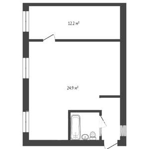 2-к квартира, вторичка, 43м2, 2/4 этаж