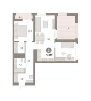 2-к квартира, вторичка, 79м2, 15/25 этаж