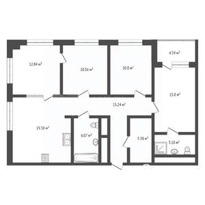 3-к квартира, вторичка, 106м2, 6/17 этаж